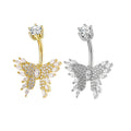 Stainless Steel Butterfly Navel Ring Zircon Navel Nail Human Puncture Perforation Silver Plated Popular Europe America Exquisite