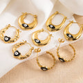 Retro Jewelry 18K Gold Plated Evil Eyes Hoop Earrings 316L Stainless Steel Devil Eye Huggie Earrings for Party