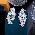 Popular High-end Symmetrical Dangle Bridal Earrings Double Sided Twist Luxury Wedding Dress Shiny CZ Crystal Korean Jewelry