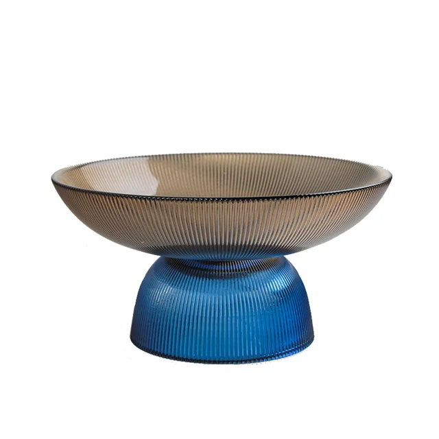 European Style Round Crystal Fruit Glass Tray & Plate Self-Adhesive Home Decoration with Different Sizes for Room Use