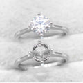 Sterling Silver 6.5mm/1 Carat Semi Mount Ring Frame Blank Moissanite Diamond Setting Base Without Center Stone Inlay for DIY