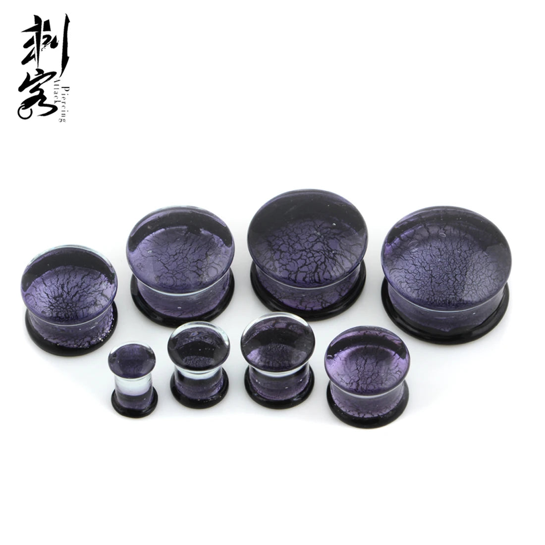 Gorilla Glass Dichroic Purple Plugs Double Flare Piercing Jewelry