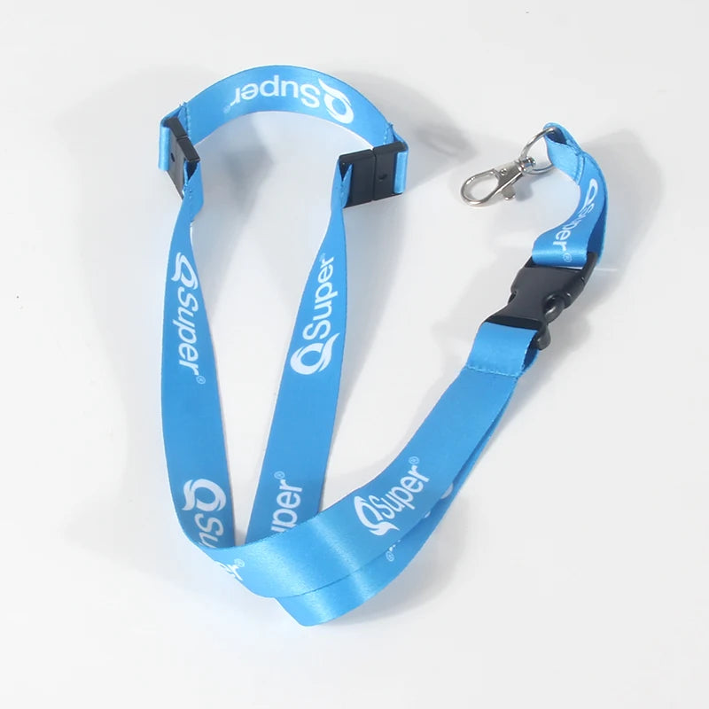 Custom Logo Eco-Friendly Polyester Double Safety Buckle Quick Release Metal Hook Key Chain Brand Lanyard