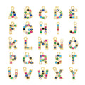 10 Colorful Zircon Slide Alphabet Charm Small 14K Gold Plated Brass Princess Cut Children's