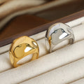 Hot Selling Personality Fashion Geometry Pattern Ornament Glossy Hammer Texture Design Titanium Steel Gold-Plated Open Ring