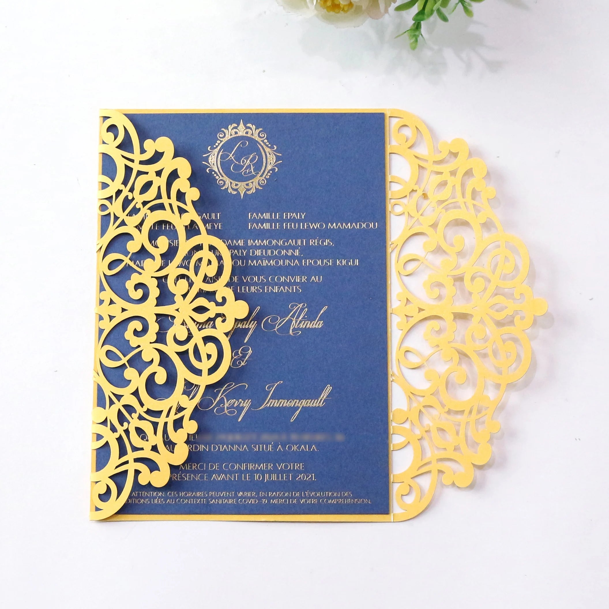Luxury Custom Printed DIY Laser Cut Paper Wedding Events Invitations With Blank Envelope