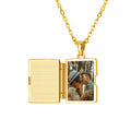 Wholesale Custom Photo Memorial 18K Gold Plated Rectangle Locket Pendants Necklaces Women Square Pendant Necklaces