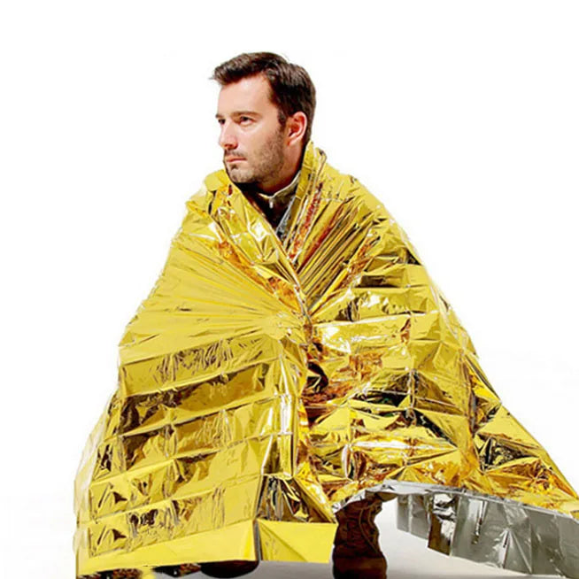 SP4U-027 PET Emergency Blanket Emergency Insulation Blanket Sunscreen Outdoor Survival Camping Rescue Blanket