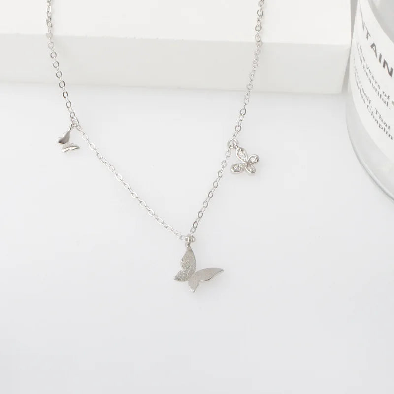 2022 Trend New Designs Sterling Silver Diamond Necklace Dainty Cubic Zirconia butterfly Necklace Pendant