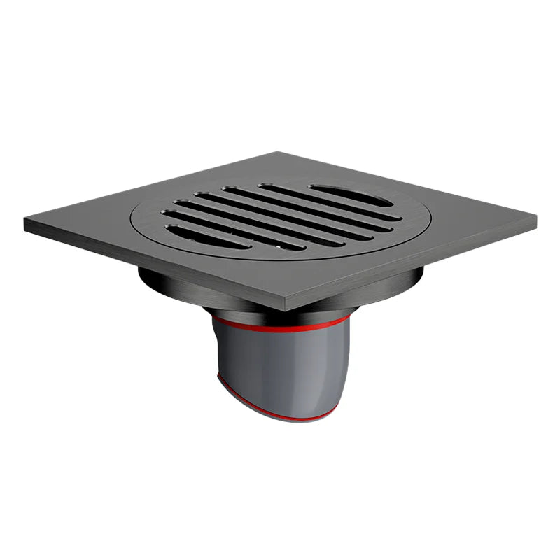 OEM Wholesale Brass Floor Drain 10x10 CM Square Gun Metal Grey Bathroom Floor Trap with Anti Odor Drainer Shower Floor Drain