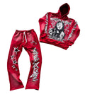 Hoodie  Manufacturer 100% Cotton Streetwear Heavy Weight Acid Wash Pullover Distressed Dtg Print Sweatpants and Hoodie Set