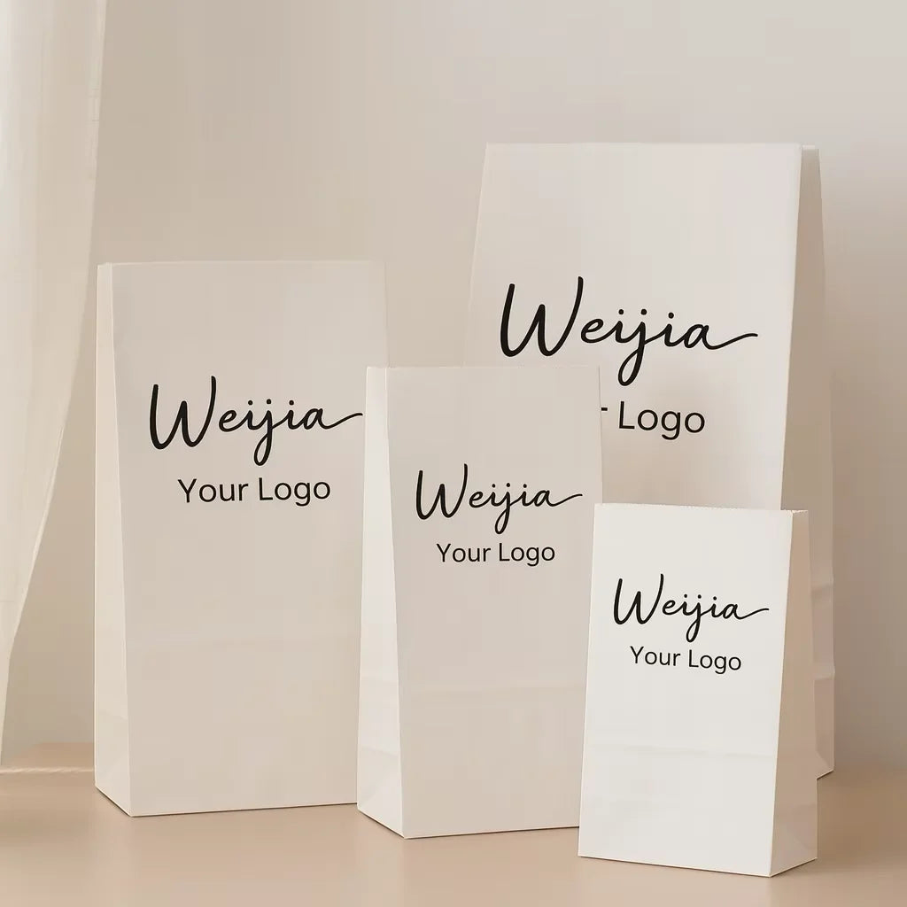 White Kraft Paper Bag Eco-Friendly Food Grade Recyclable Spout Top Custom Logo for Exhibitions Supermarkets Promotions