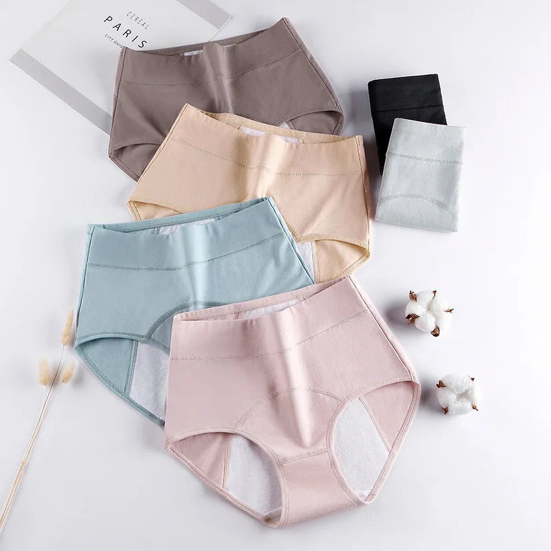 3pcs Leak-Proof Underwear for Heavy Flow Menstruation Skin-Friendly Knitted Sanitary Panties for Women Solid Pattern