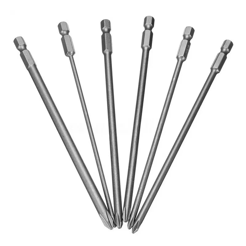 6Pcs/Set 100mm Long 1/4'' Shank Screwdriver Bits Set Steel Magnetic Hex Cross Head Screw Driver Screwdriver Bit Hand Tools