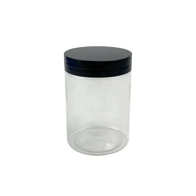 5 oz Clear PET Jar Black PP Screw Lid Straight Wall Wide Open for Super Light Clay for Food Sugar Cookie Snack Retail Packing