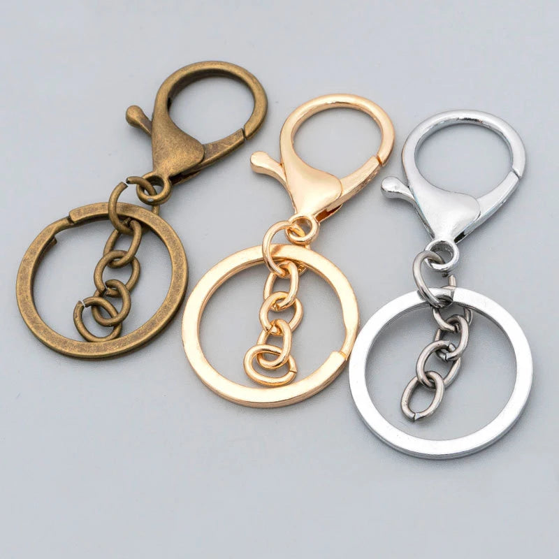 Handmade 30m Flat Ring Keychain Stainless Steel DIY Keyring 25mm Alloy Chain 4 Links Vintage Figure 8 Buckle Accessories Custom