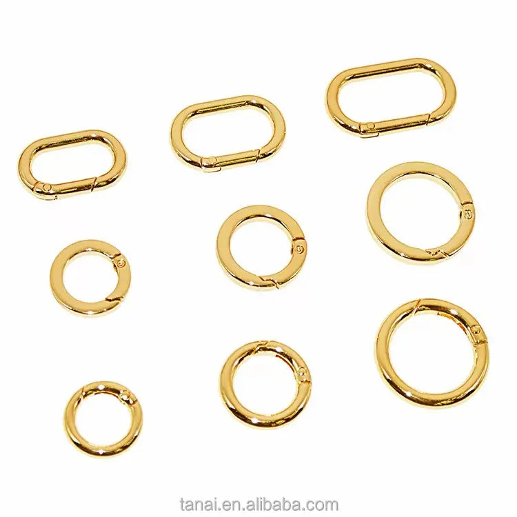 TANAI Wholesale Custom Handbag Metal Ring Zinc Alloy Gold Metal Spring Gate Ring O Ring Buckle  for Handbag Hardware
