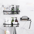 Strongest Hold Self-Adhesive Shower Caddy Modern Design Stainless Steel Shower Basket with Hooks Holds 10kg 3-Year Warranty