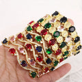 BC2078 2022 New 18k Gold Plated Half Enamel Evil Eyes Half Multicolored CZ Diamond Paved Heart Virgin Mary  Bangle Bracelet