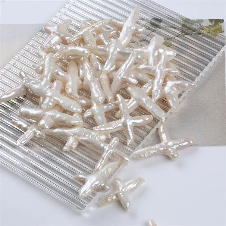 Wholesale 25*36mm Natural Irregular Cross Shape Pearls Natural Freshwater