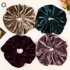QIYUE Sweet Style Extra Large Velvet Scrunchies for Women with Thick Long Hair Fabric Material