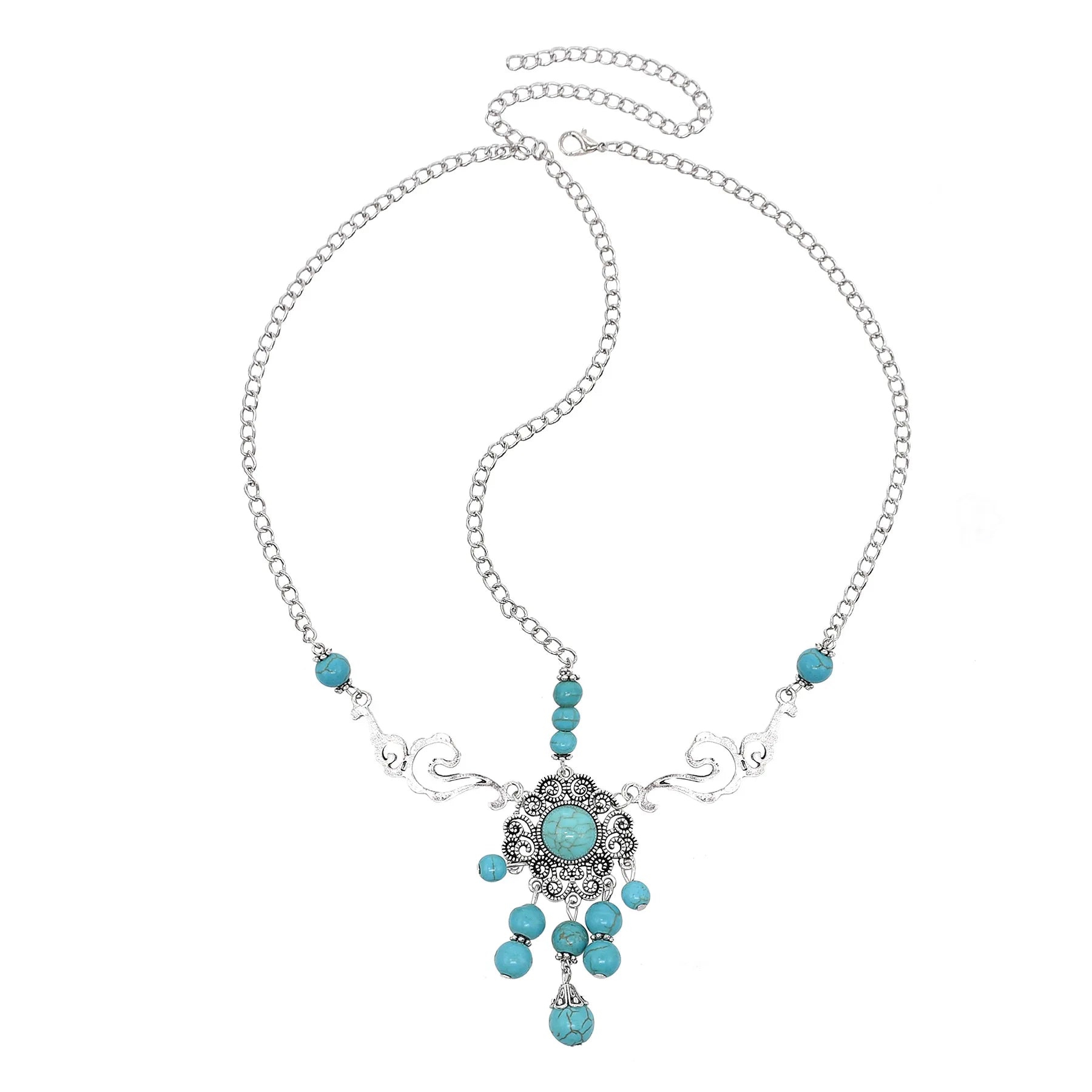 Ethnic Wind Bead Rope Chain Bead Pendant Hair Chain for Women Ethnic Statement Gypsy Tassels Headband Hairwear