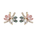 Brincos 925 Silver Needle Small Art Dimensional Three Flower Earrings Sweet Personality Stud Pearl Earrings for Women