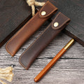 Custom Color Retro Crazy Horse Leather School Pen Holder Pouch Bag Carving Leather Genuine Leather Pencil Case Bag Pen Case