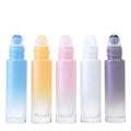 In Stock 10ml Gradient White pink Blue Orange Grey Shiny Glass Roll on Bottle Laser Painting Colors Bottle With Gemstone Roller