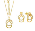 QX CUSTOM OEM Women Luxury 925 Sterling Silver Oval Circle Earring Necklace Fine Cubic Zirconia Jewelry Jewelry Set Woman Gift