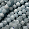 Wholesale Natural Aquamarine Smoorh  Round Stone Loose Beads for Jewelry Making Design DIY