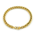Fine Jewelry Stainless Steel Link Gold Color Plated Wheat Braided Rope Chain Bracelet