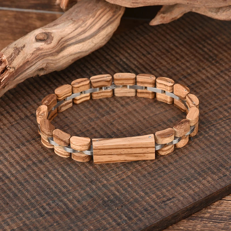 Hot New Design Unisex Bracelet Bangle Women Charm Bracelet Stainless Steel Ebony/ Sandal Wood Bracelet for Man