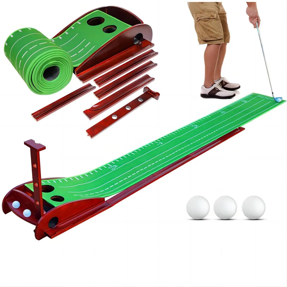 Professional Auto Ball Return Golf Putting Mat | Portable Indoor/Outdoor Training Equipment | 1/2 Hole Practice for Beginners