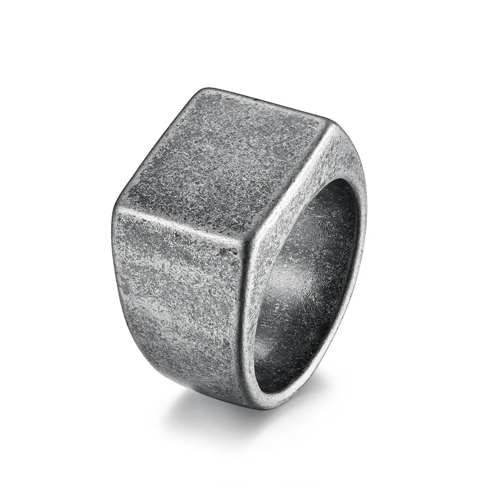 Male Retro Antique Silver Inoxidable Anillo De Acero Stainless Steel Finger Rings for Men
