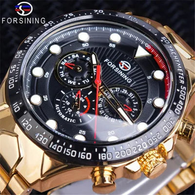 Forsining Top Clock Men Business Automatic Mechanical Sports Watch Stainless Steel Waterproof Men Clock Wristwatches Relogio
