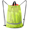 Multi Colors Drawstring Nylon Mesh Backpack Bags With Reflective Stripe for Athletic Gym Sports Workout Beach Swim