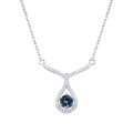 Abiding Jewelry Y Shape Necklace Solid 925 Silver Gemstone London Blue Topaz Necklace for Women