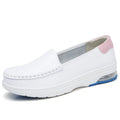 2021 Comfortable White Flat Leather Nursing Shoes for Women Breathable All Seasons-for Summer Autumn Nurse Work