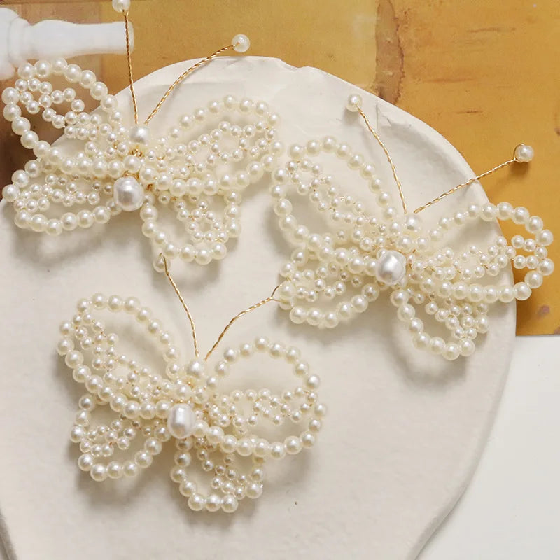 Beautiful Pearl Earring Accessory Fashion Jewelry Big butterfly Studs Seed Bead Earrings Women Wedding Bride Hair Accessories