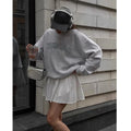 F240041 Custom Women Crewneck Sweatshirt Cotton Pullover Embroidered Embossed Printing Fleece Oversized Fashion Streetwear