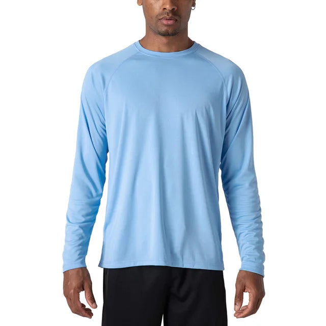 Men's Lightweight Performance Fishing Shirt Custom Logo 100% Polyester Quick Dry UPF50+ Long Sleeve Outdoor Sports Plus Size
