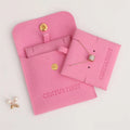 PUPPYSEW  Peach Pink Velvet Jewelry Bag With Insert Microfiber Snap Button Bag Jewelry Pouch With Insert Pad Necklace Pouch