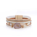 DHJ00223 Fashion Multi Layer Leather Bracelet With Stone Magnetic Buckle PU Leather Bracelet