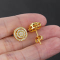 Hippie Geometric Earrings Men Women Luxury Shiny AAA+ Cubic Zirconia Copper Gold Color Ear Stud Hip Hop Jewelry Gift