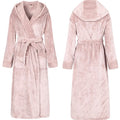 Luxury Plush Polyester Purple Fleece Robes Microfiber Fleece Bathrobe Hooded Women Bathrobes