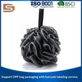 Factory Black Loofah Bath Luffa Sponge Nature Bamboo Charcoal Mesh Bulk Puffs Bath Sponges Scrubbers Shower Puff