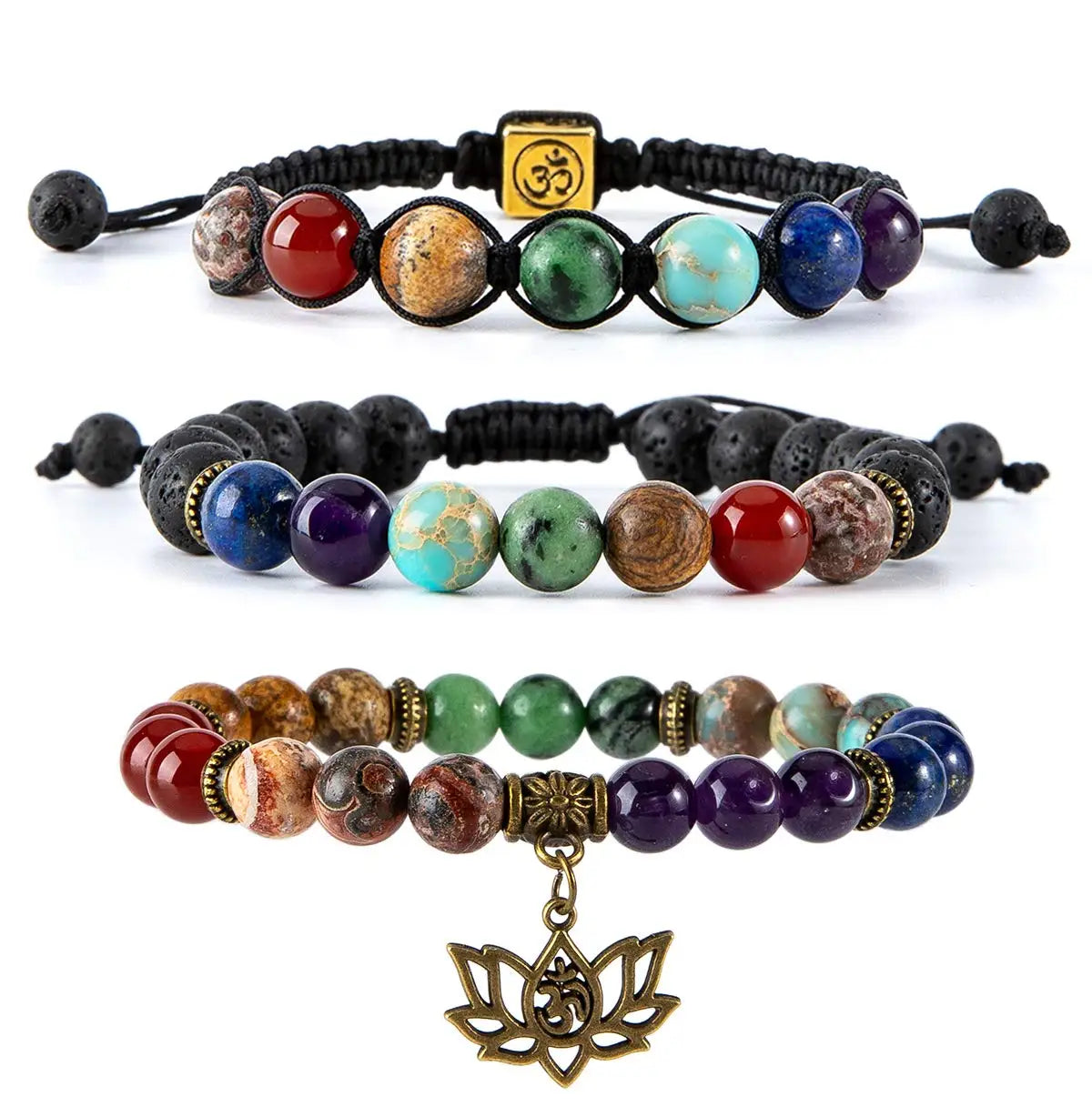 Gemstone Chakra Bracelets for Women Jewelry Anxiety Relax Meditation Yoga Healing Adjustable Natural Stone Bracelet