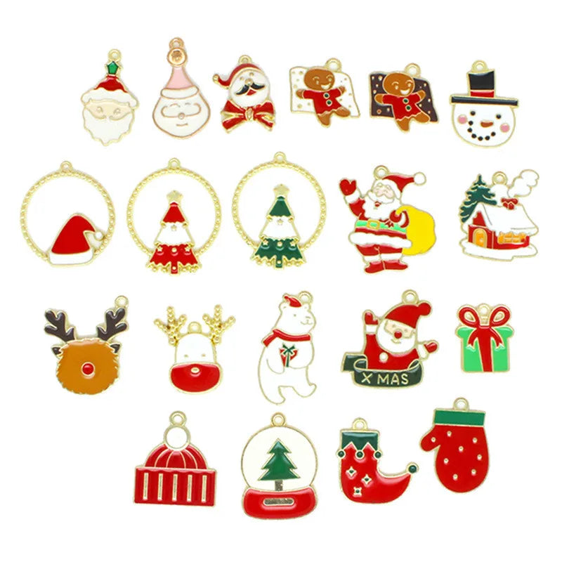 Wholesale Mini Alloy DIY Christmas Charms Cute Reindeer and Snowman Pendants for Kids Enamel Christmas Pendants