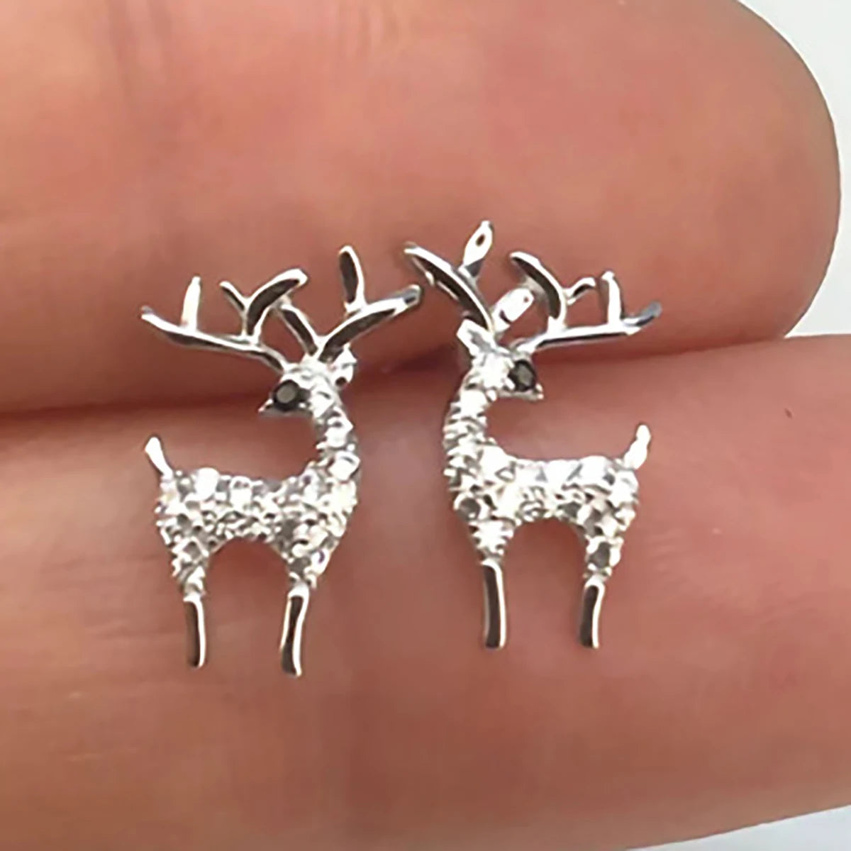 CAOSHI Factory Exquisite Christmas Day Gift Small Deer Design Cubic Zirconia Silver/Gold Plated Stud Earrings for Women Jewelry